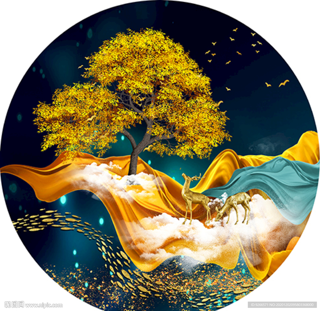 圆形晶瓷画装饰画