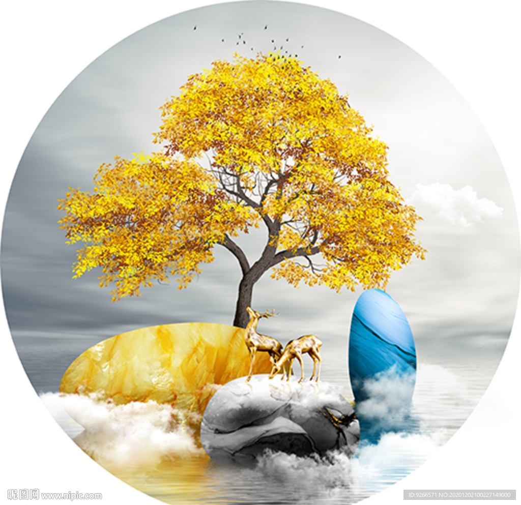 圆形晶瓷画装饰画