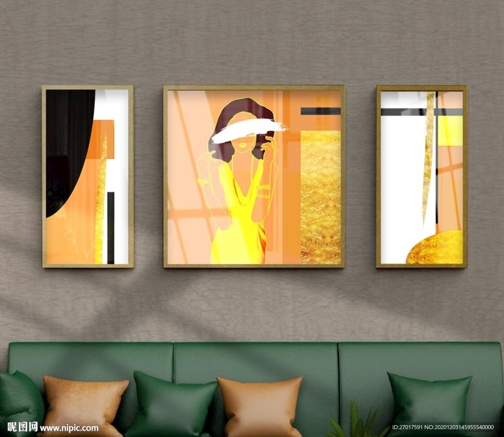 手绘人物现代简约重彩客厅装饰画