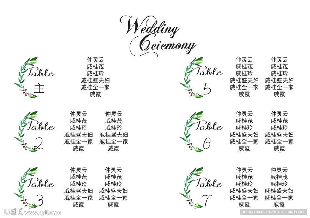 婚礼席位图