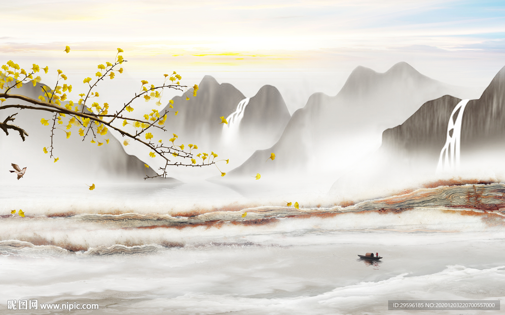 高清新意境山水画 tif分层