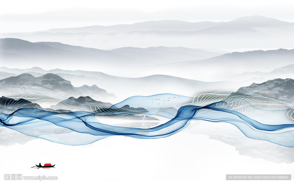 现代 新意境山水画 tif分层
