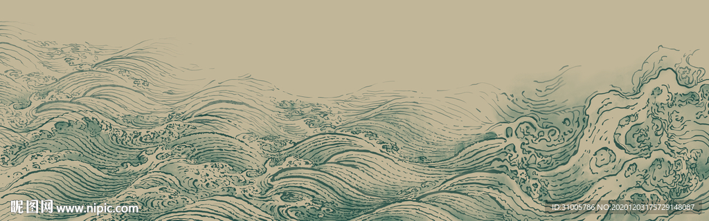 巨幅手绘海浪手绘浪花