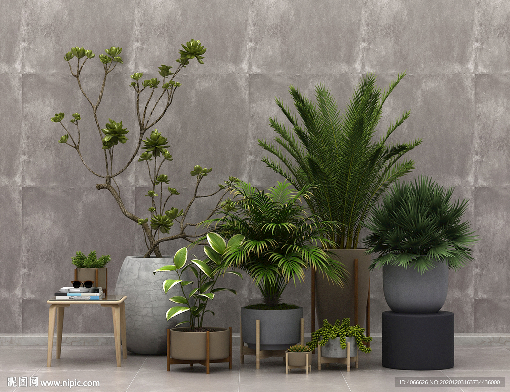 盆栽绿植组合3d模型