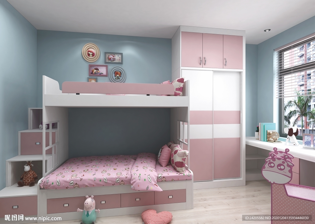 全屋定制简约板式卧室儿童房图