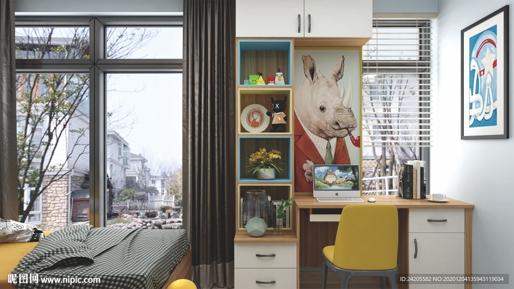 全屋定制简约板式卧室儿童房图