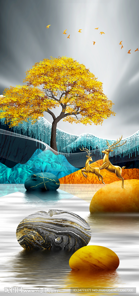 轻奢发财树玄关