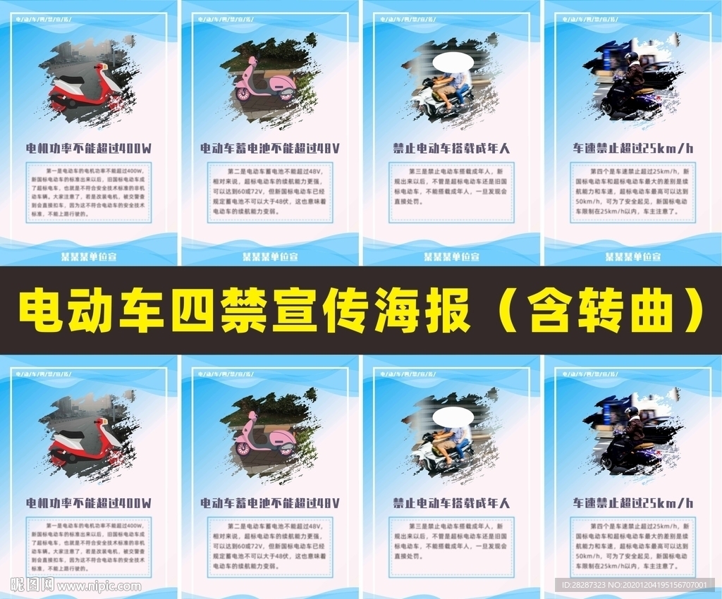 电动车四禁海报展板宣传