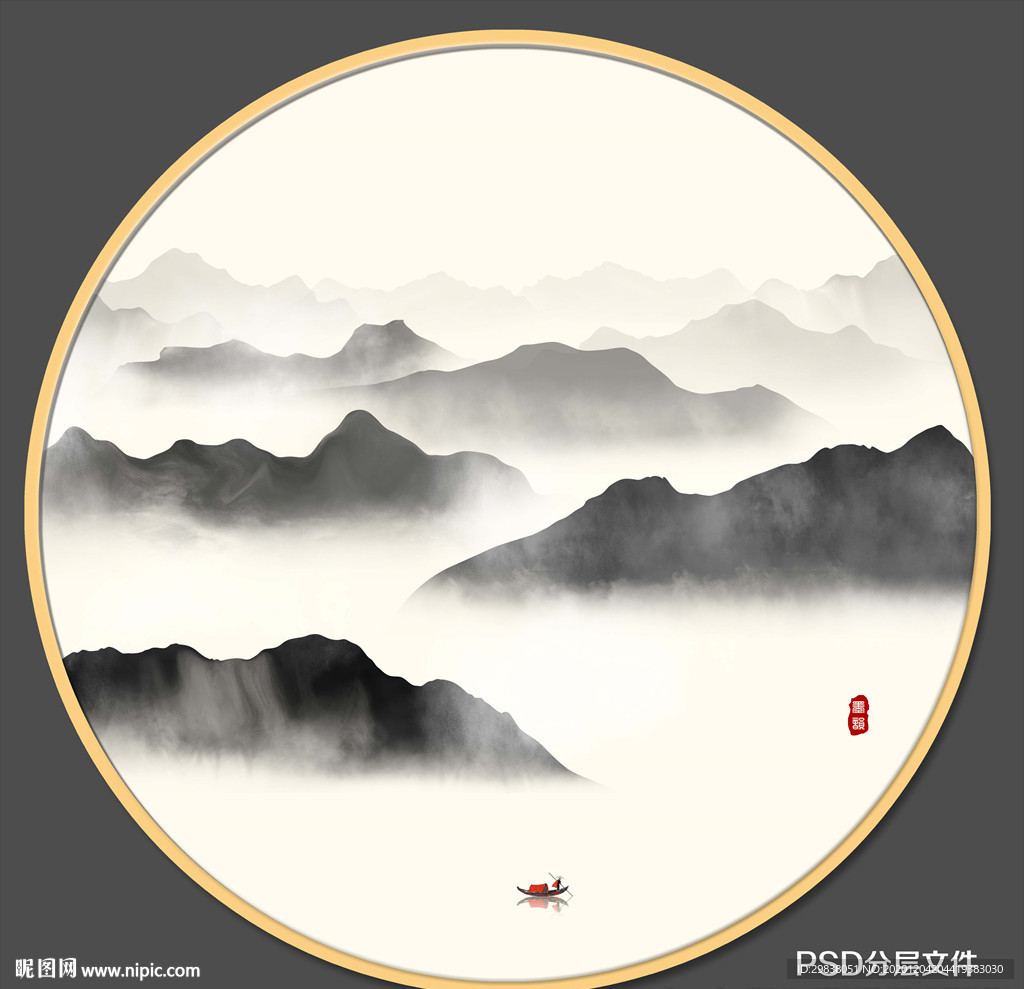 水墨意境山水装饰画