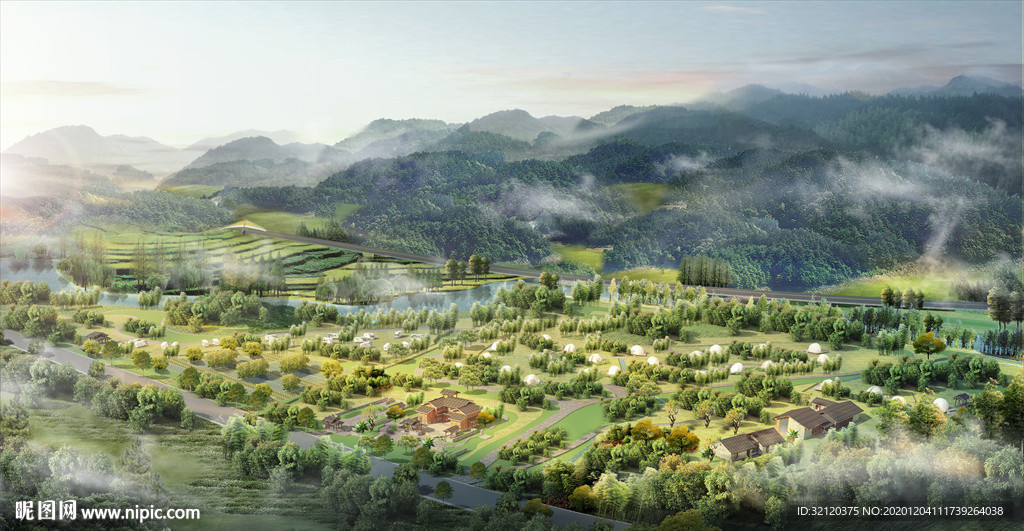 帐篷营地鸟瞰图