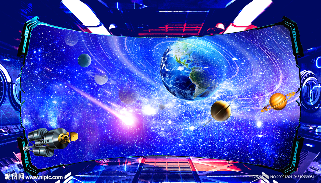 空间站太空舱宇宙星空背景墙