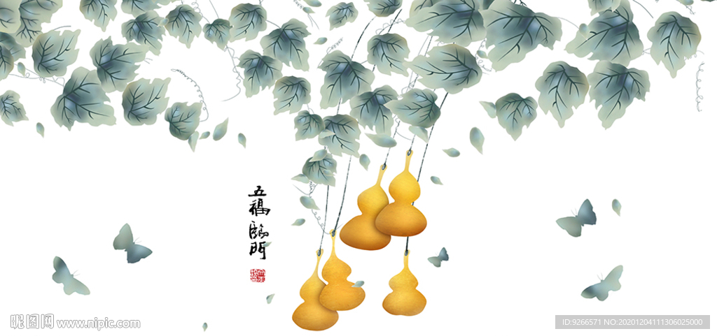五福葫芦山水抽象晶瓷装饰画
