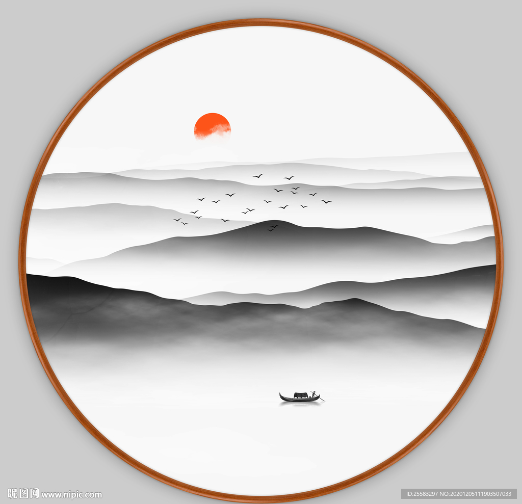 水墨山