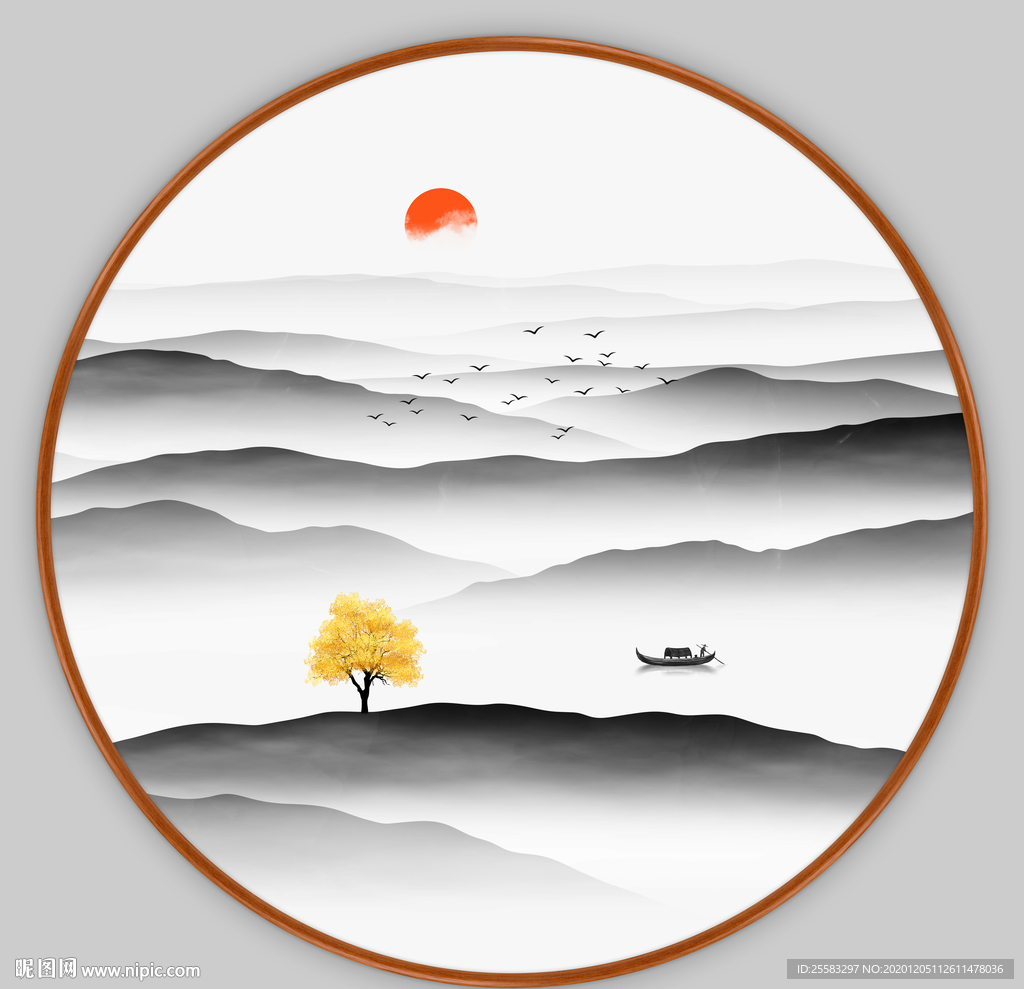 水墨山