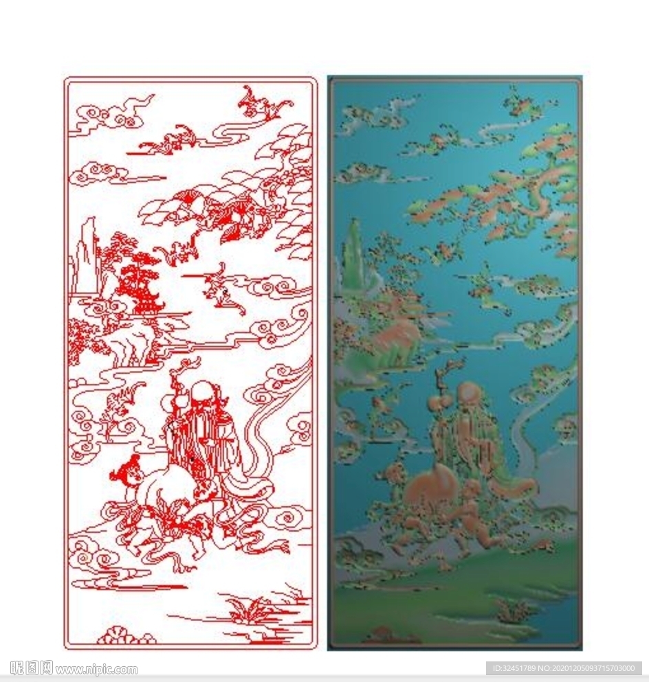 福禄寿精雕图