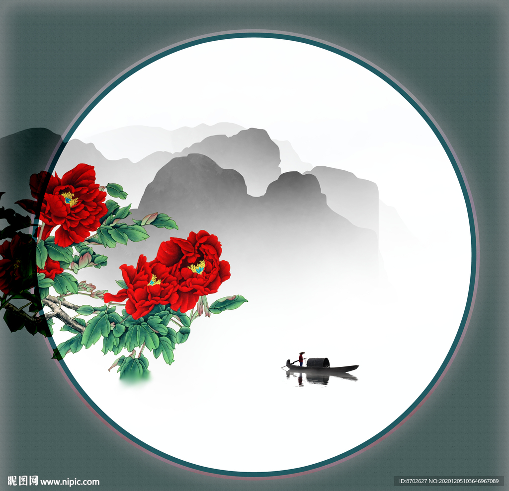 牡丹国画牡丹