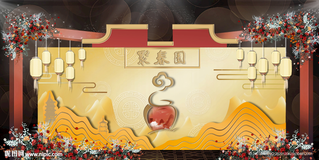 唐代复古背景墙