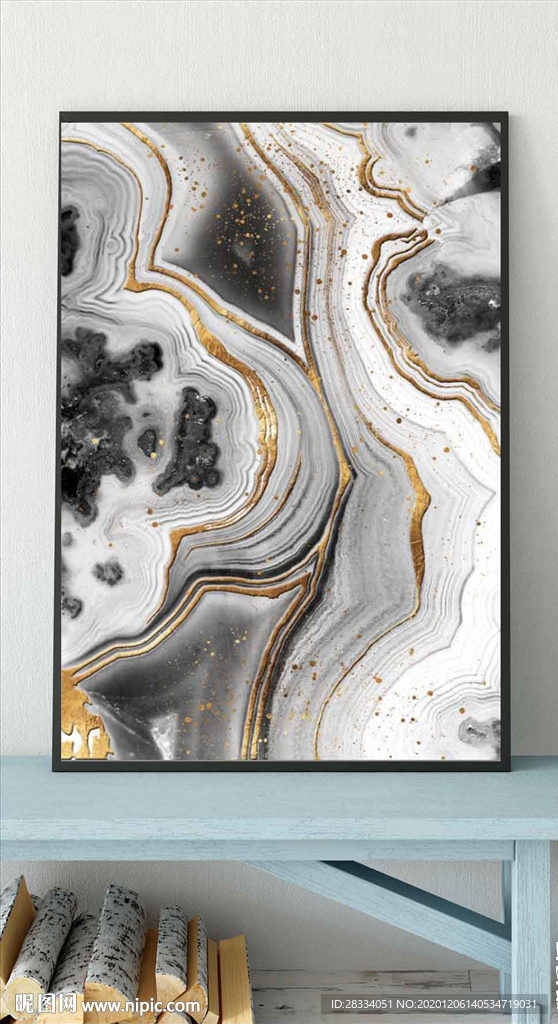 现代抽象玛瑙花纹油画玄关装饰画