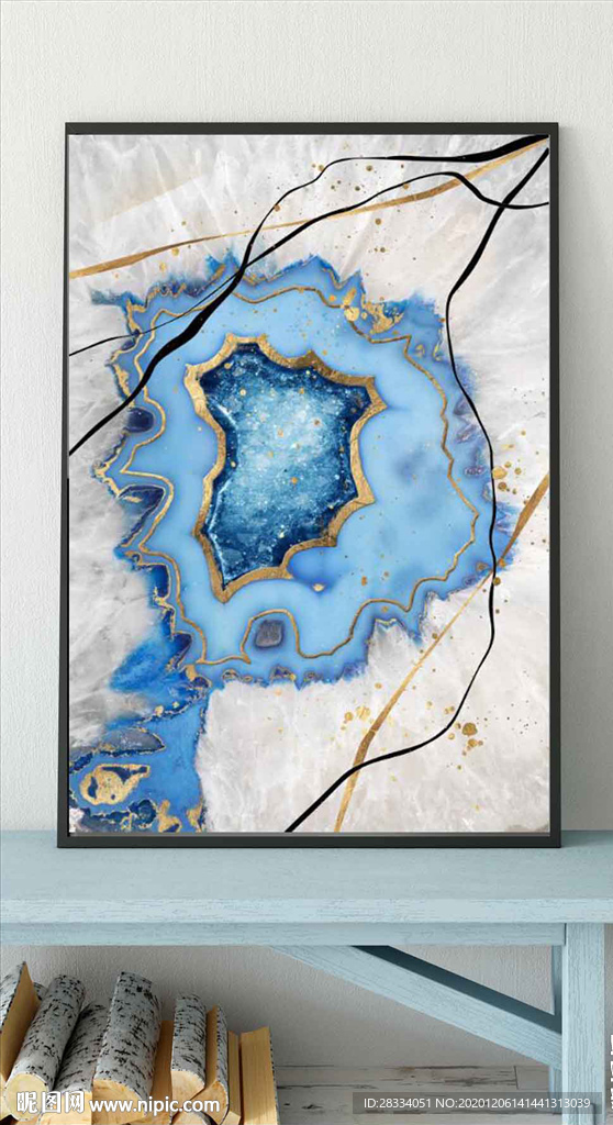 现代抽象玛瑙花纹油画玄关装饰画