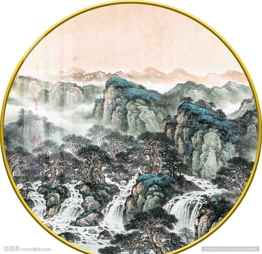 新中式水墨山水意境风景画装饰画