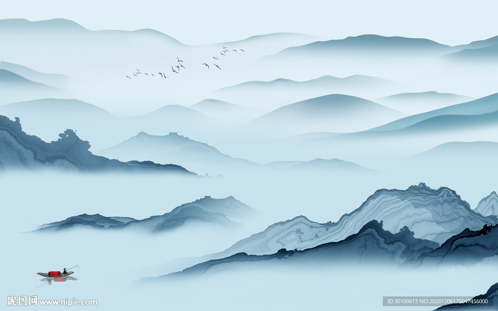 中式客厅山水画 TIF分层