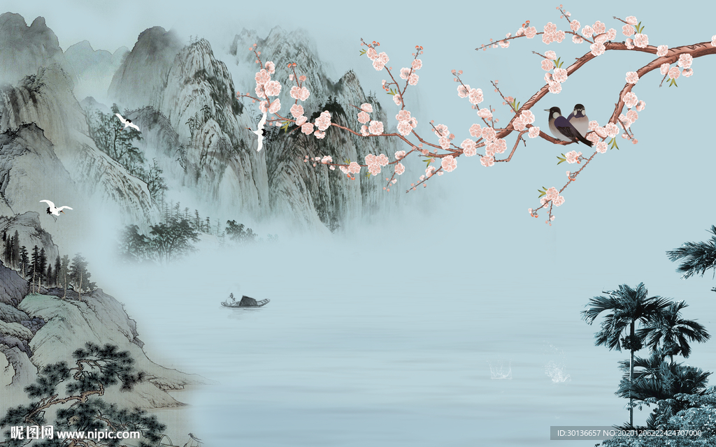 国画新中式山水 TIF分层