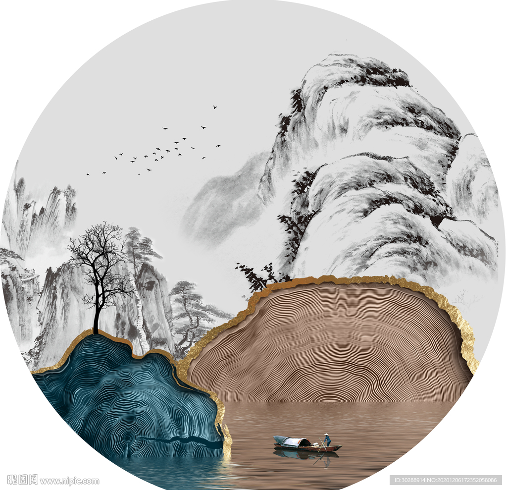 山水晶瓷画