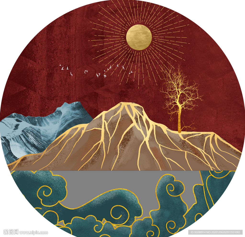 圆形山水晶瓷画