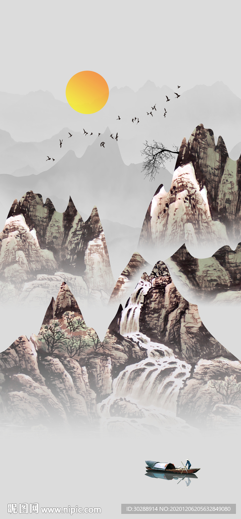 山水玄关装饰画