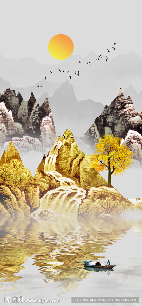 山水玄关装饰画