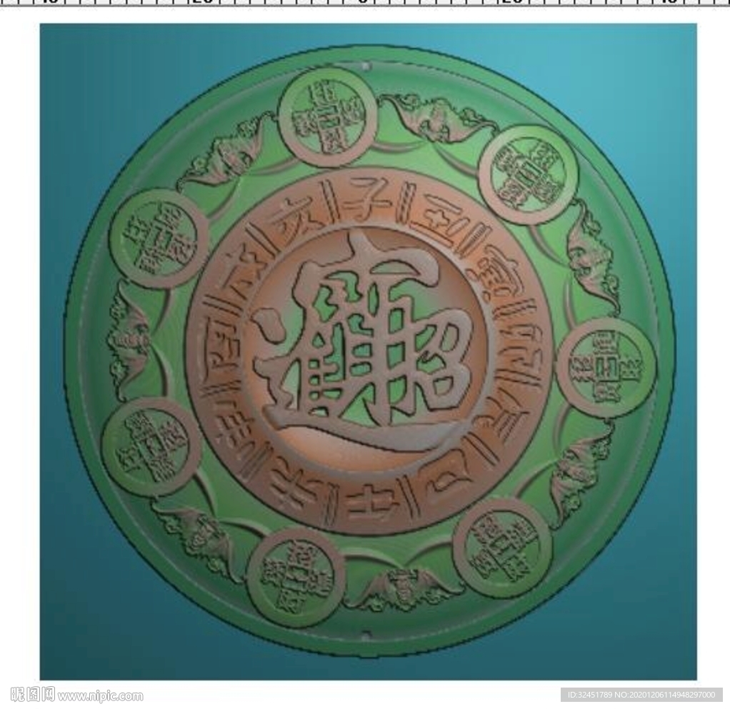 招财进宝精雕图