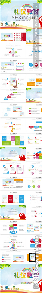 学校教育儿童礼仪教育卡通PPT