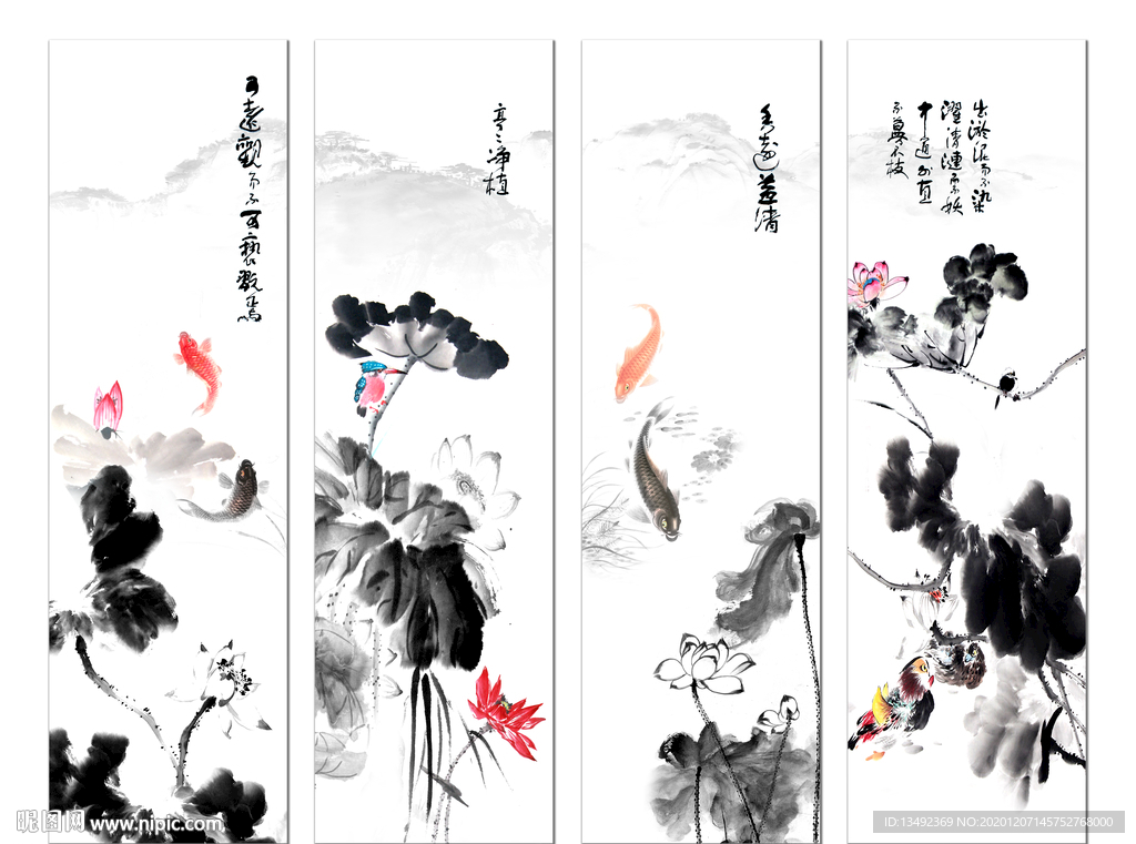荷花国画