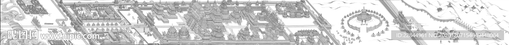 元上都复原图卷轴绘画