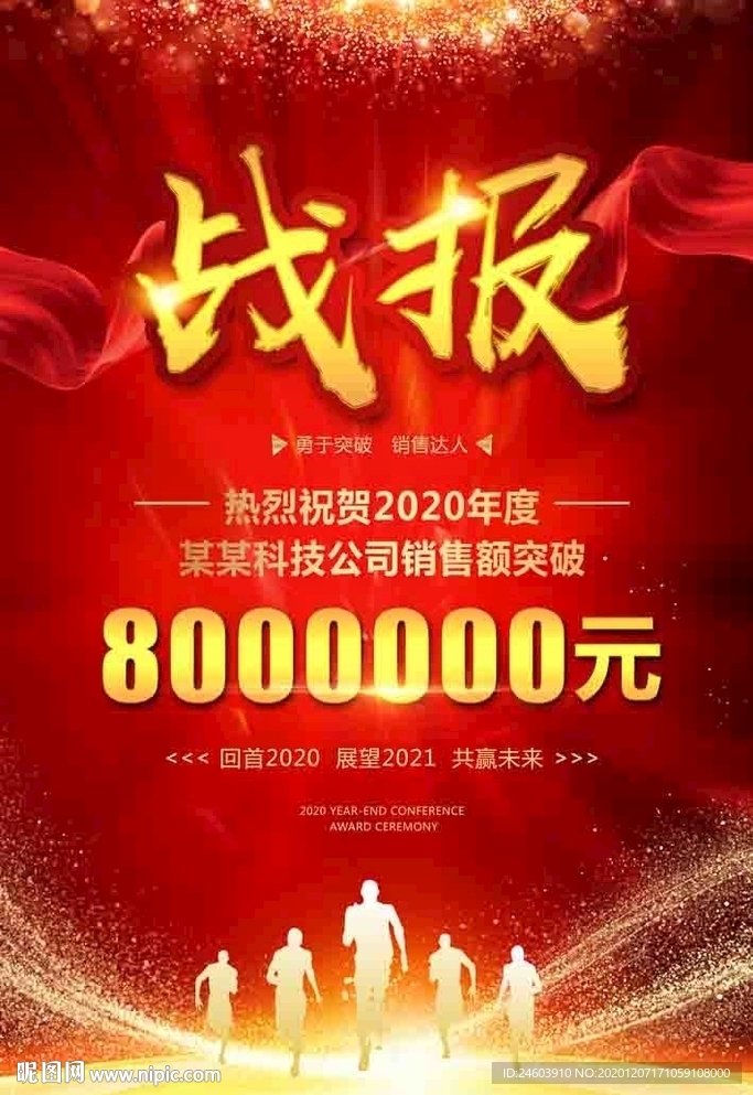 战报喜报企业年终销售战报年会