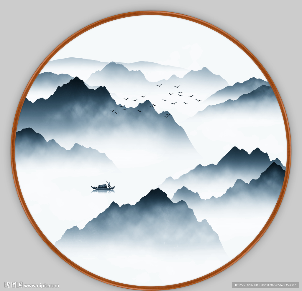 圆形山水画