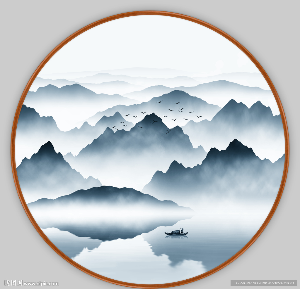 圆形山水画