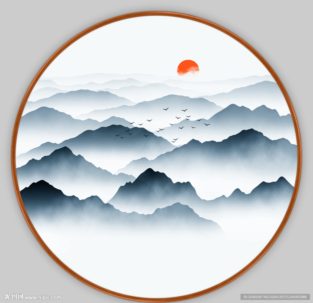 圆形山水画