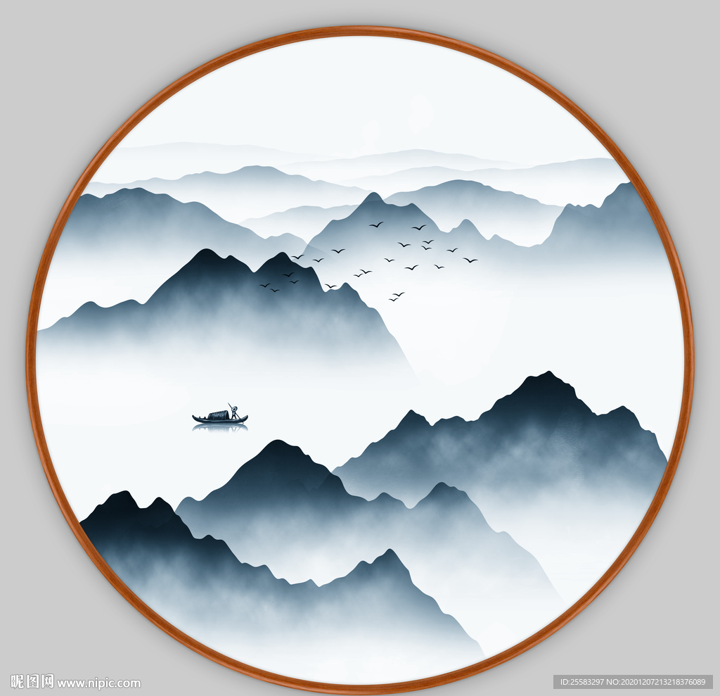 圆形山水画