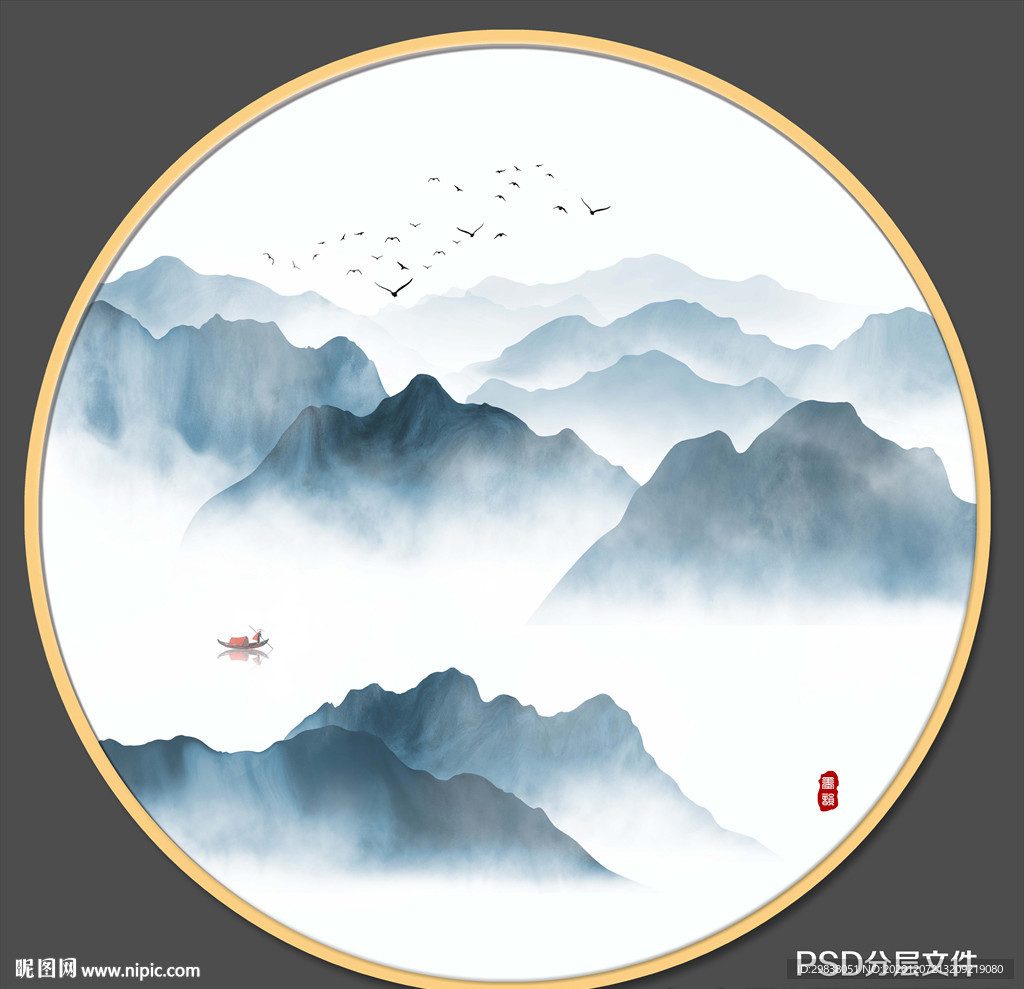 圆形山水画