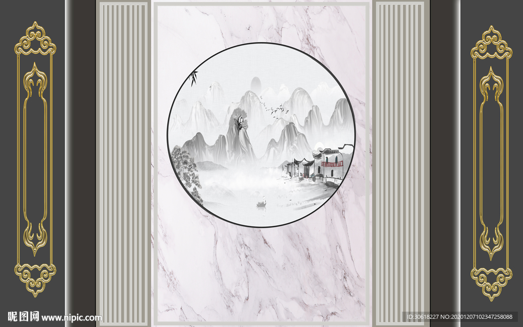 新中式背景墙