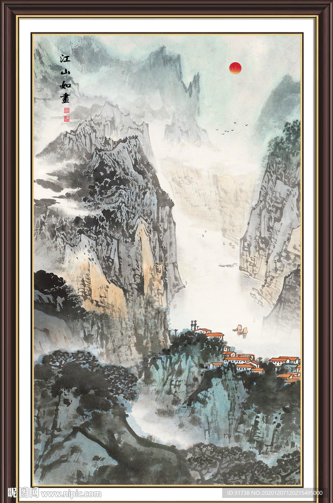 山水画水墨山水画意境山水画