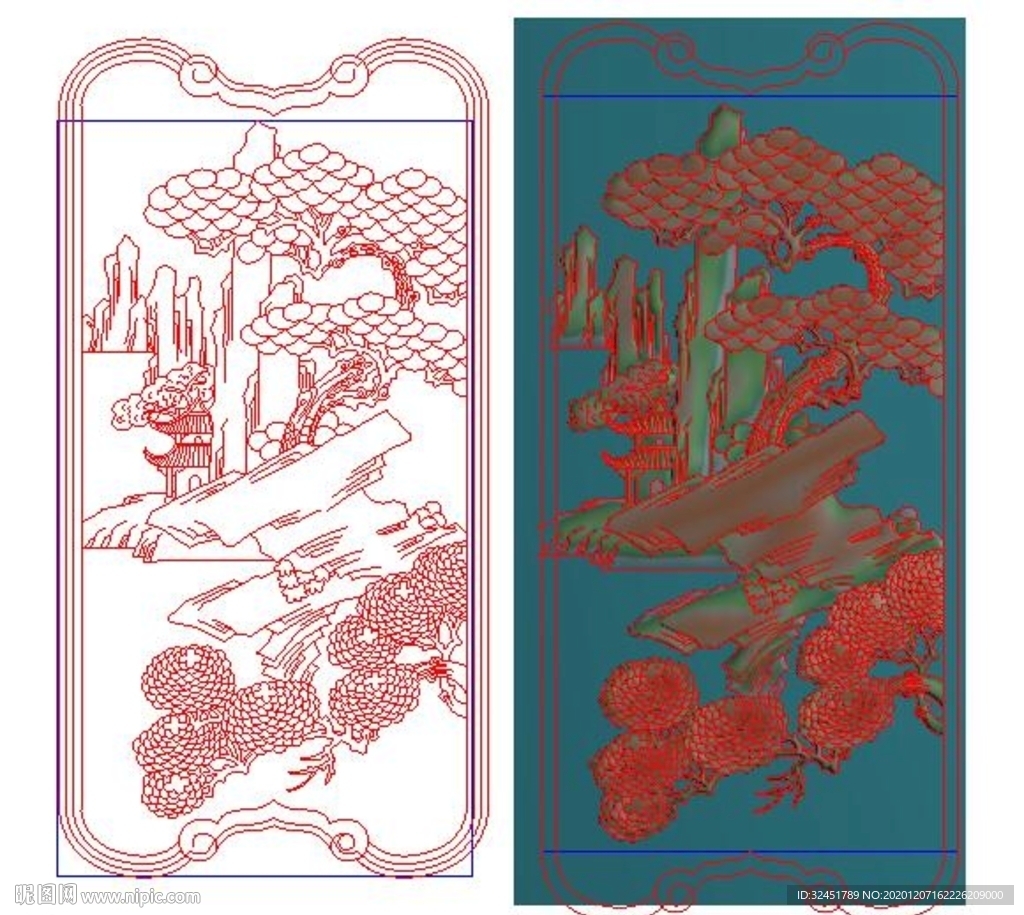 松树精雕图