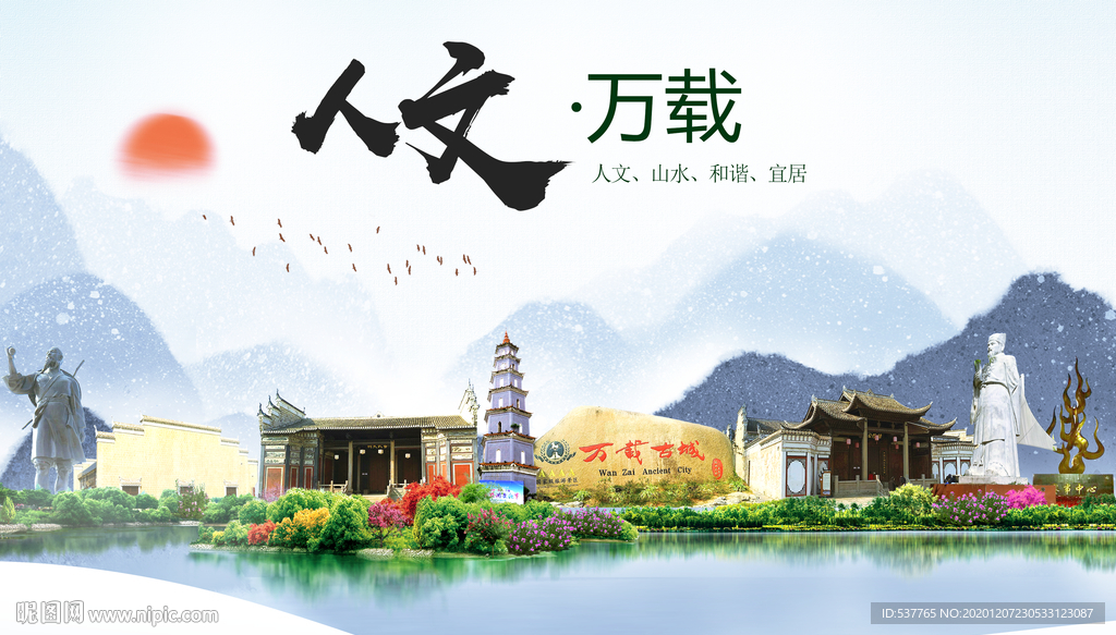 万载人文明生态宜居城市印象海报