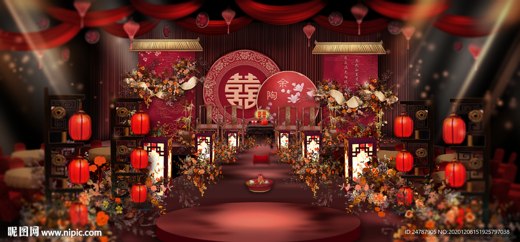 红色中式婚礼效果图