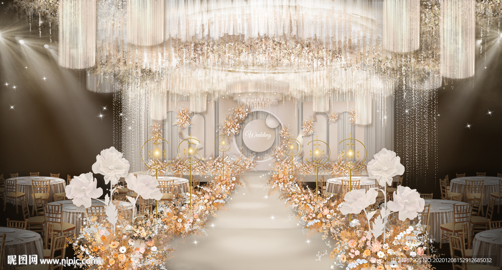 香槟色泰式婚礼效果图