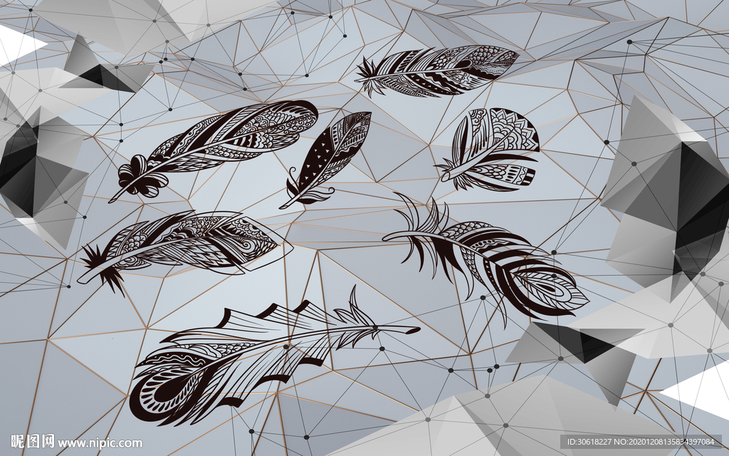 北欧羽毛背景墙