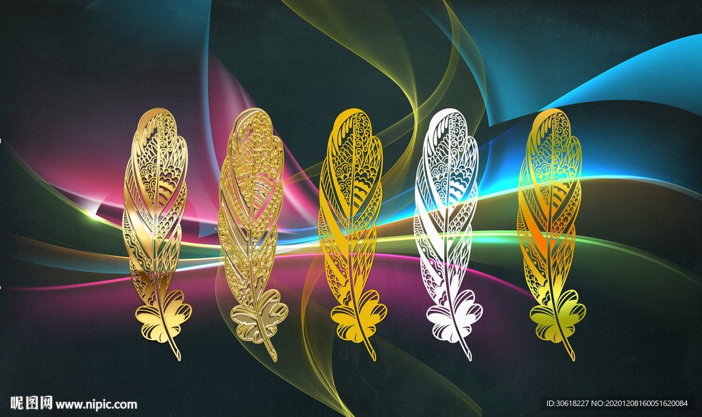 北欧羽毛背景墙