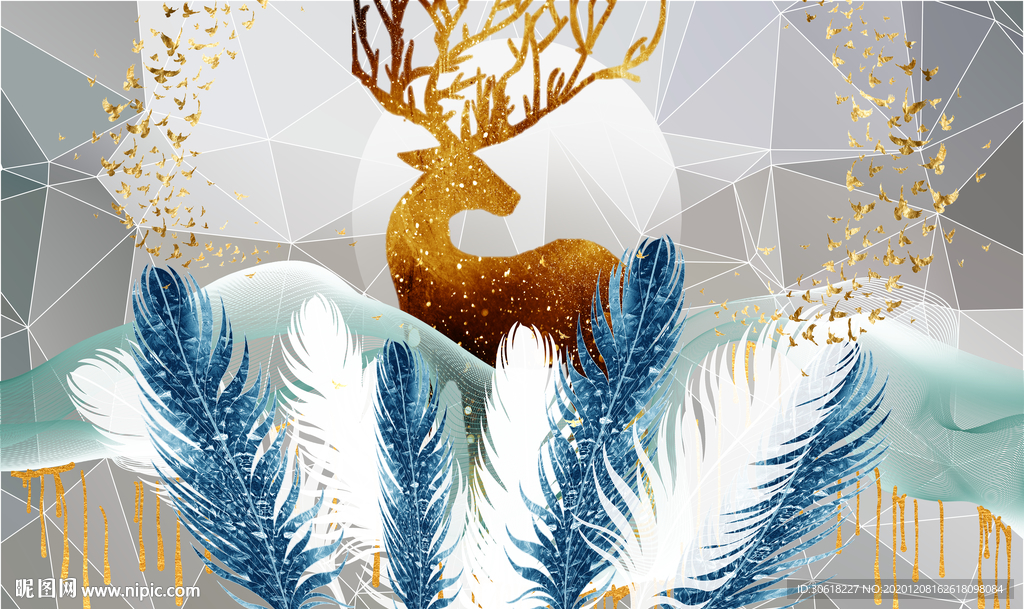 北欧羽毛背景墙