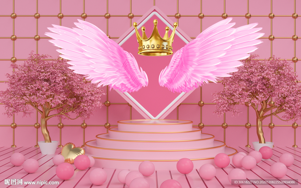 网红北欧翅膀背景墙